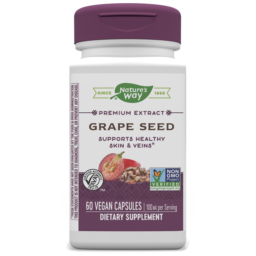 Nature's Way Grape Seed Standardized 100 mg Dietary Supplement Vegetarian Vcaps