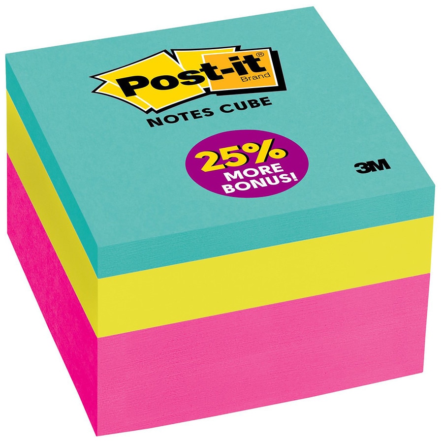 3" x 3" 400 Sheets Assorted Colours Post-it Notes Original Sticky Notes Cube 