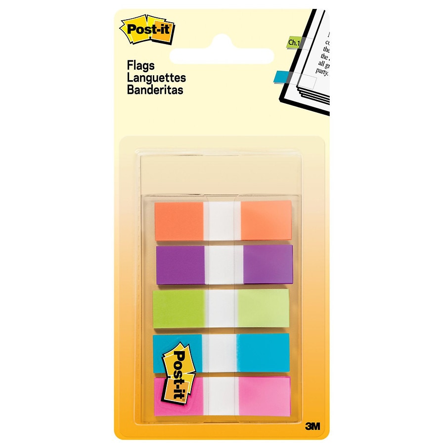 Post-it Flags, Bright Colors, .5 in., On-the-Go Dispenser