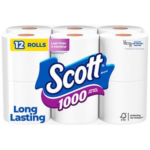 Scott Bathroom Tissue Unscented 12 Rolls White