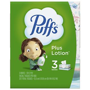 Puffs Plus Lotion Facial Tissues 3 boxes (124 count each)