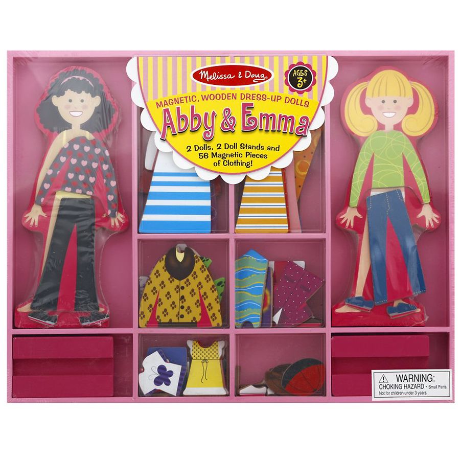 55+ Melissa & Doug Abby and Emma Deluxe Magnetic Wooden Dress-Up Dolls Play Set 