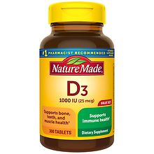 Nature Made Vitamin D 25 Mcg 1000 Iu Tablets Value Size