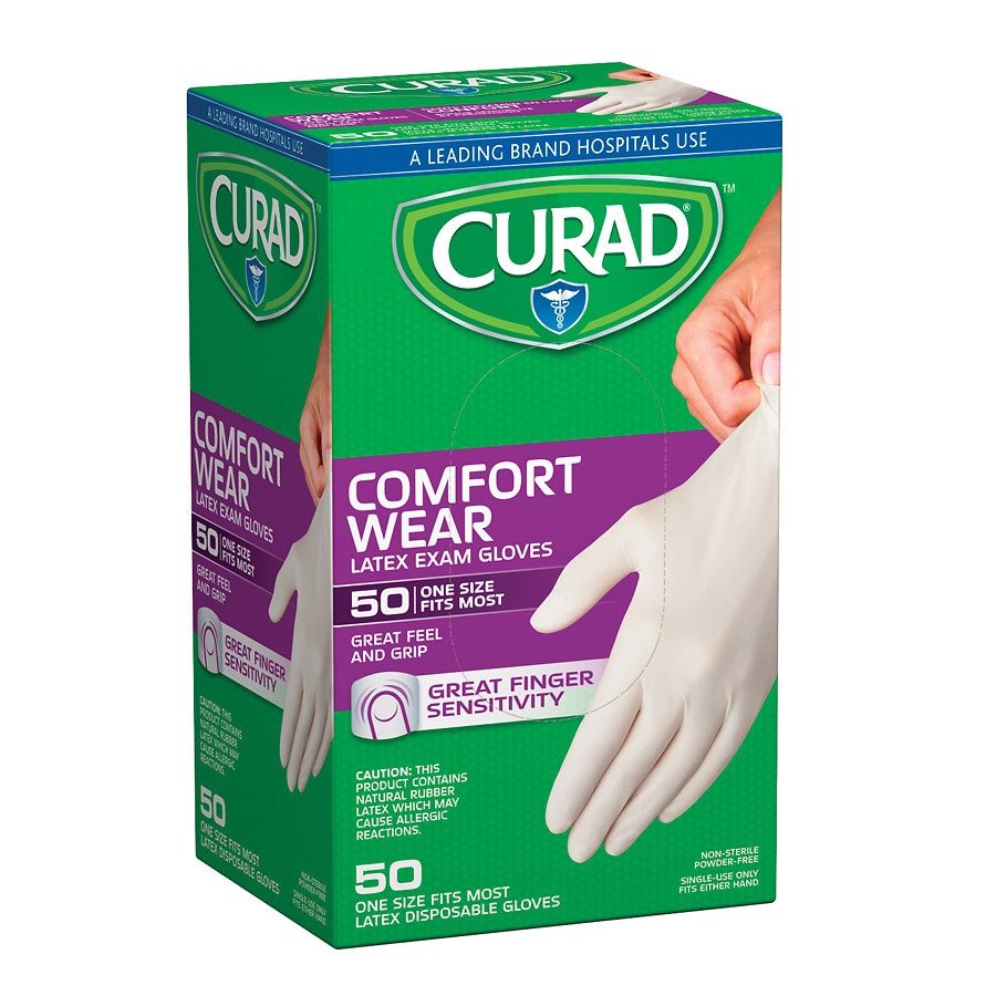 Curad Powder-Free Exam Gloves, Latex 