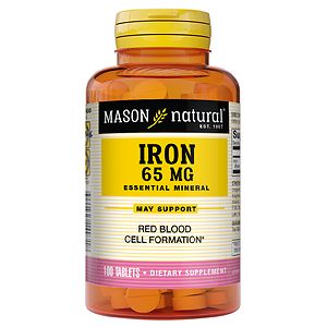 Mason Natural Sugar Free Ferrous Sulfate, Green Tablets