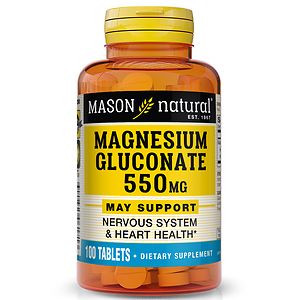 Mason Natural Magnesium Gluconate, 550mg, Tablets