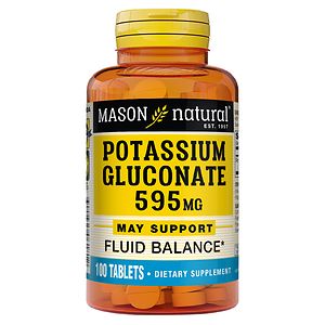 Mason Natural Potassium Gluconate, 595mg, Tablets