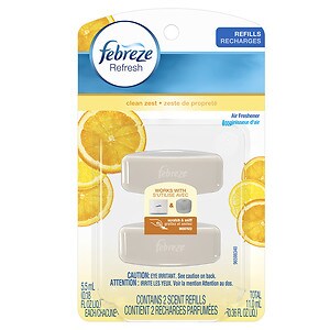 Febreze Set & Refresh Air Freshener, Dual Refill, Advanced Odor Eliminator Clean Zest