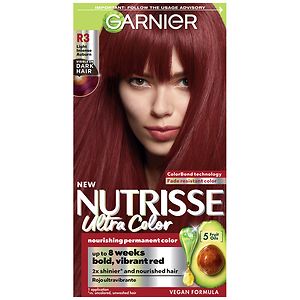 Garnier Nutrisse Ultra Color Ultra Red for Darker Hair Permanent Color Light Intense Auburn R3