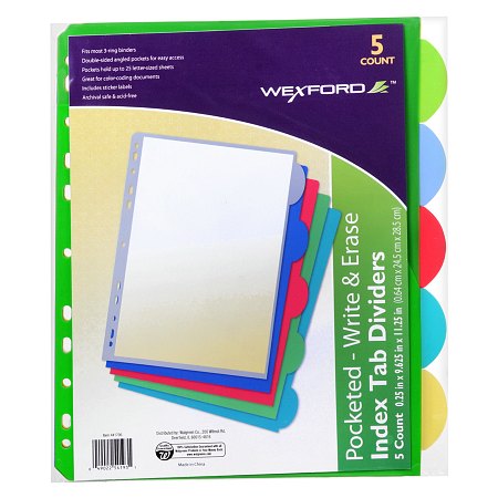  Wexford Index Tab Dividers with Pockets 