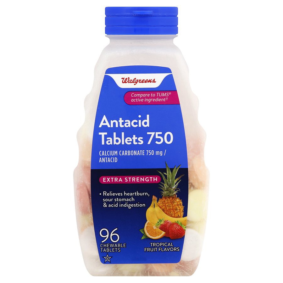  Walgreens Extra Strength Antacid Tablets Tropical Fruit 