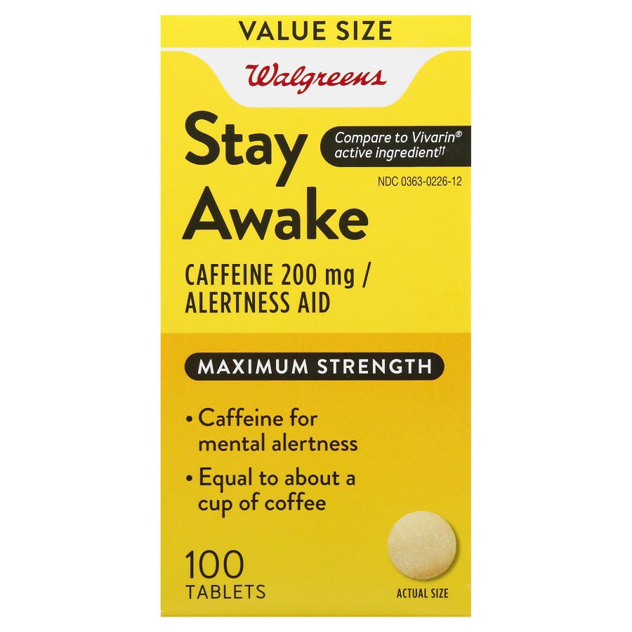 Walgreens Stay Awake Caffeine 200 mg Alertness Aid Tablets