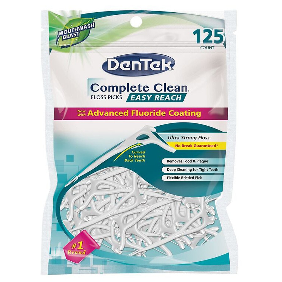 DenTek Complete Clean Floss Picks Easy Reach Mouthwash Blast Walgreens