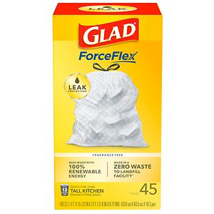 Glad Tall Kitchen Drawstring Trash-Garbage Bags White