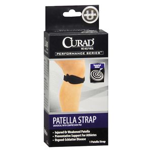 Curad Performance Series Patella Strap, Universal with Compression Pad Universal Black