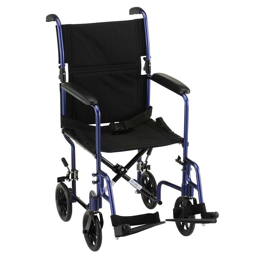 Nova Transport Chair With Fixed Arms 19 Inch Blue Walgreens