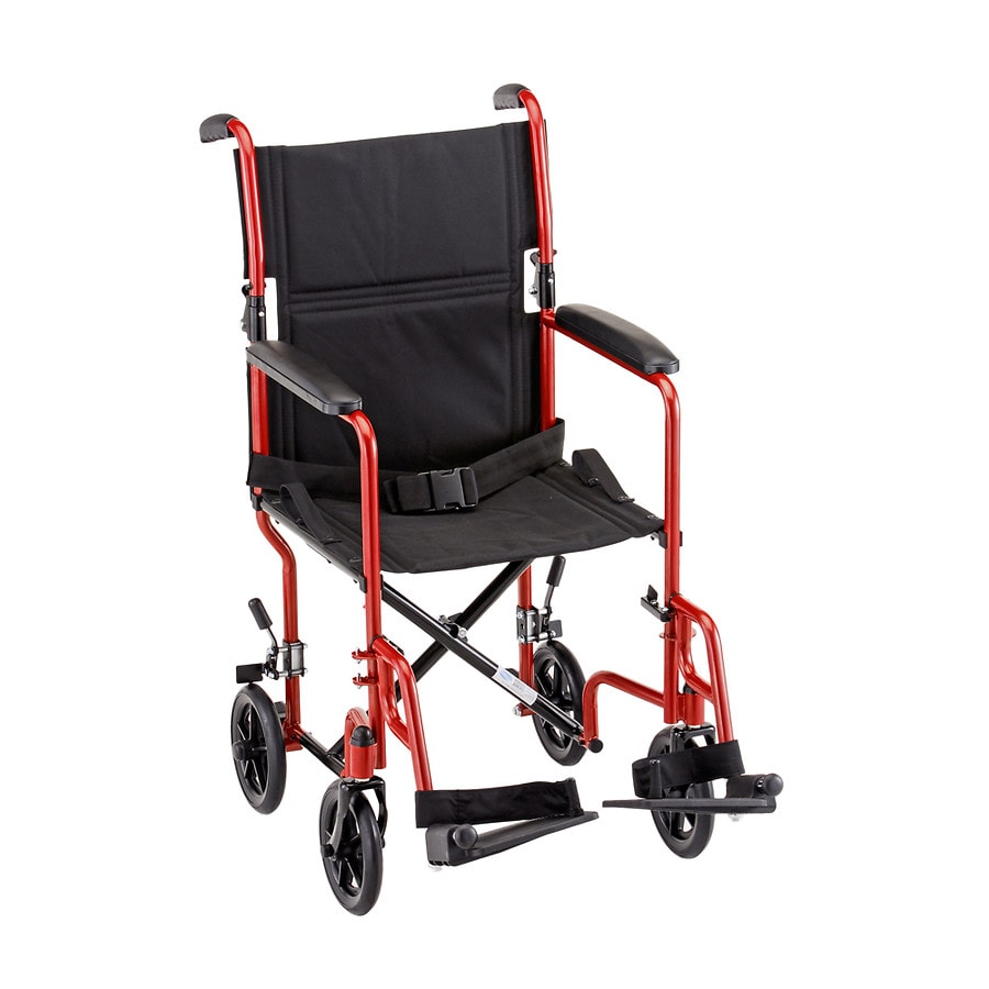  Nova Transport Chair with Fixed Arms 19 inch Red 