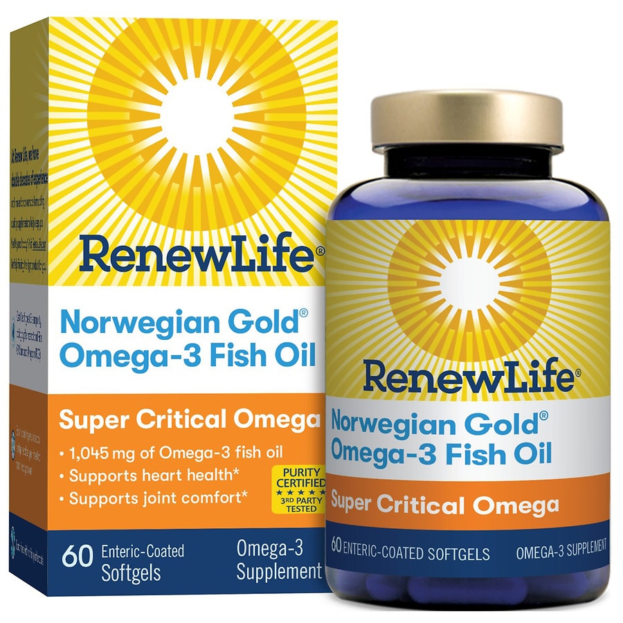  ReNew Life Norwegian Gold Adult Fish Oil - Super Critical Omega, Omega 3 Supplement Orange 