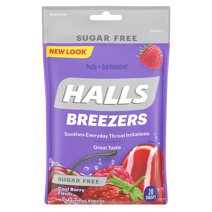  Halls Breezers Sugar Free Cough Drops Cool Berry 