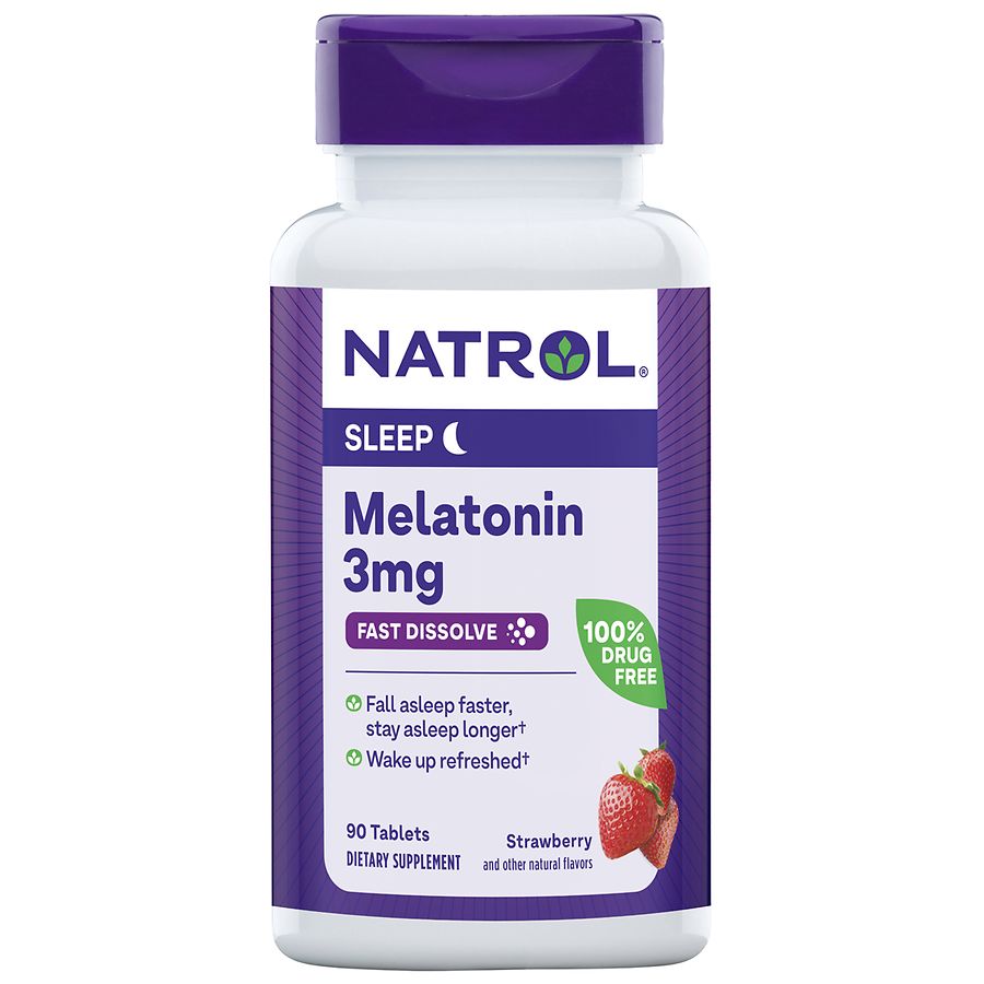 Photo 1 of (EXP JUN3 30,2030) Melatonin 3mg, Sleep Support, Fast Dissolve Tablets Strawberry