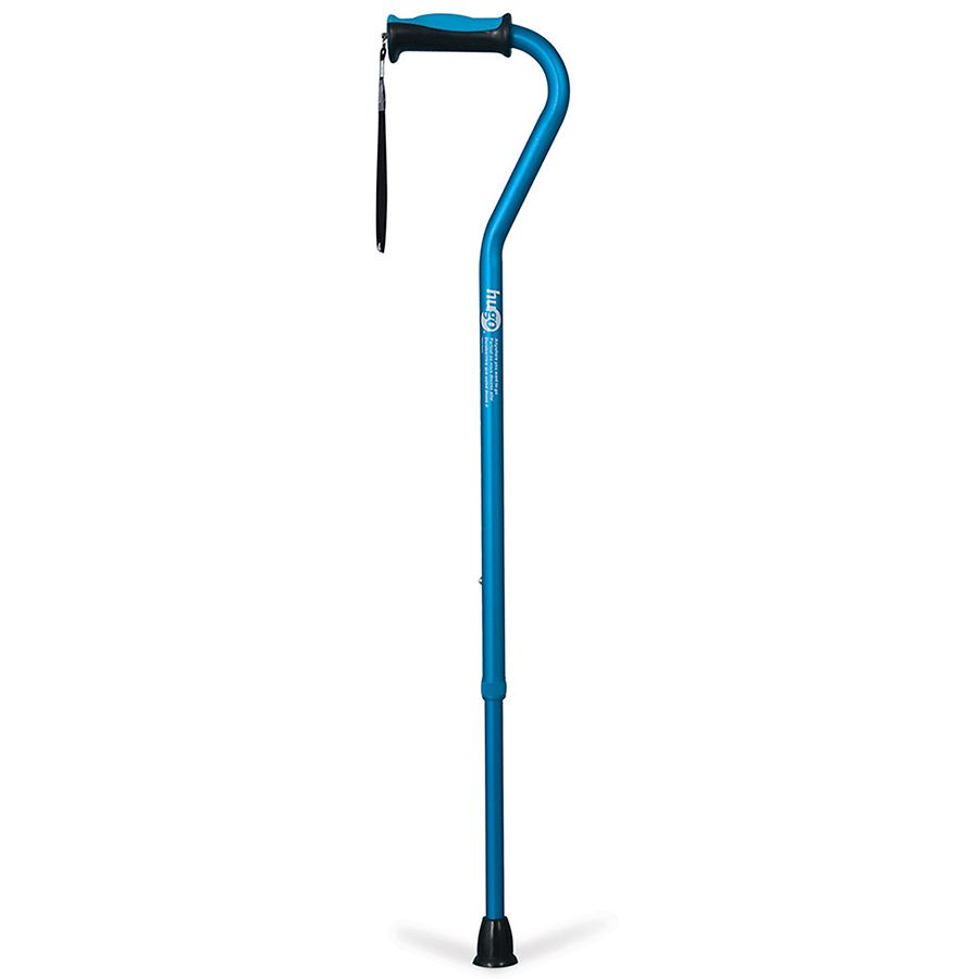 Hugo Adjustable Offset Handle Cane with Reflective Strap Aquamarine