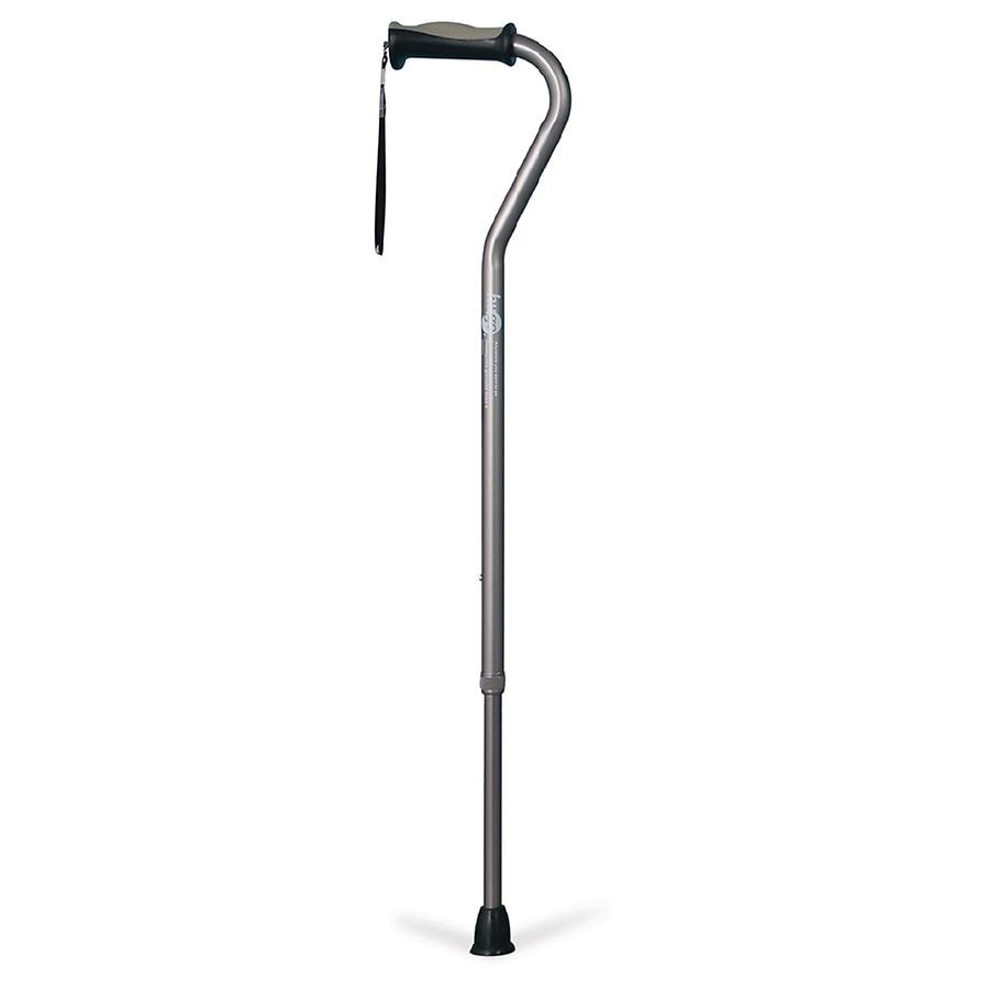 Hugo Adjustable Offset Handle Cane with Reflective Strap Smoke