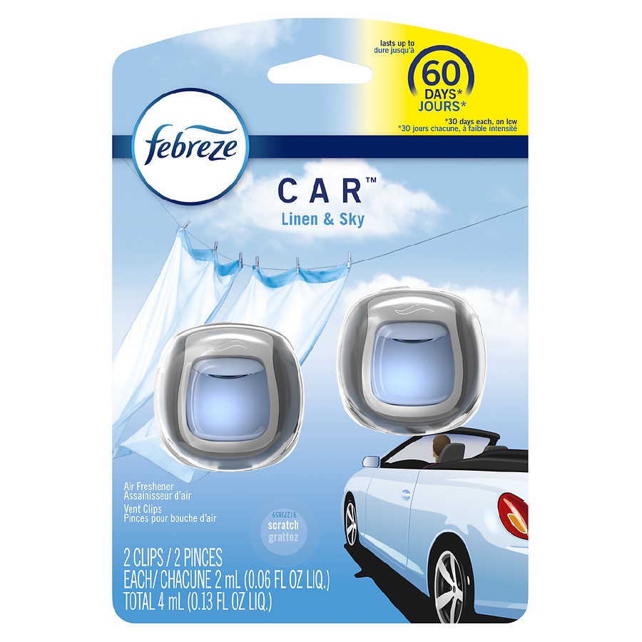 Febreze Car Vent Clips Air Freshener Linen Sky