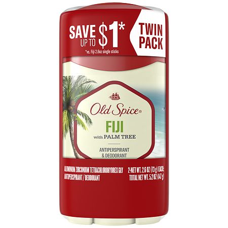 Old Spice Invisible Solid Antiperspirant and Deodorant Fiji with Palm Tree - 2.6 oz x 2 pack