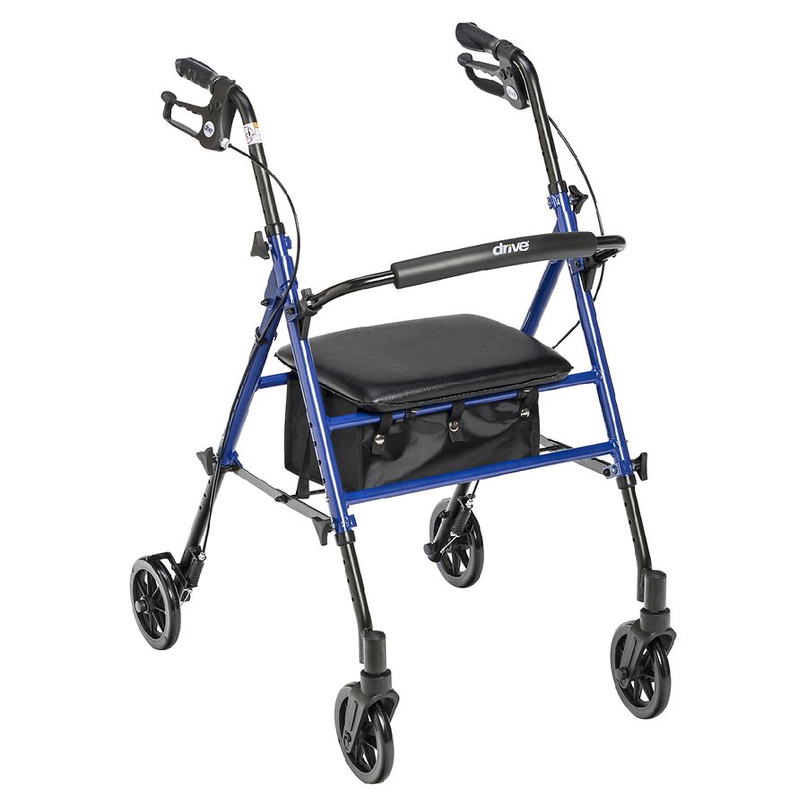 Drive Medical Harmony Adjustable Height Rollator 6 Inch Wheels Blue Walgreens