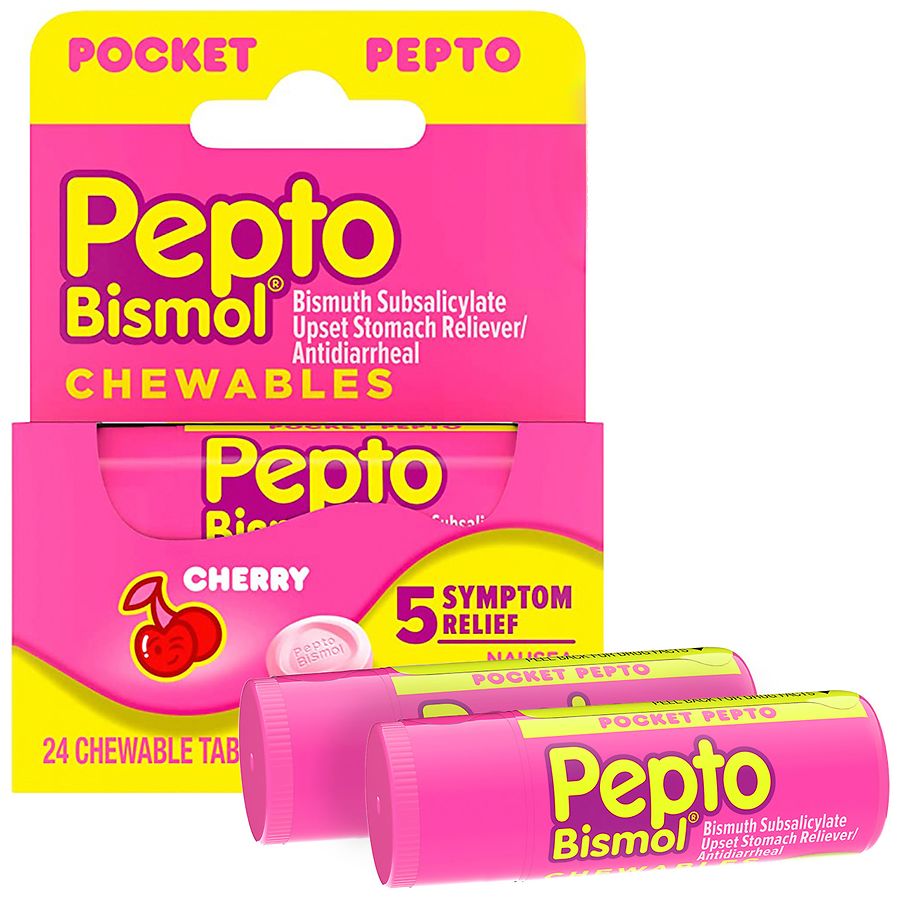  Pepto-Bismol Pocket Chewable Tablets for Nausea, Heartburn, Indigestion, Upset Stomach 