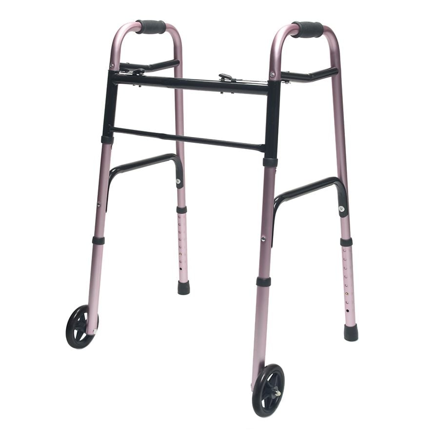 Lumex ColorSelect Adult Walker with Wheels Pink Walgreens