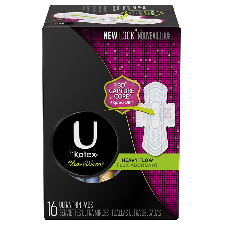  U by Kotex Cleanwear Ultra Thin Pads Flexible Shape Heavy 