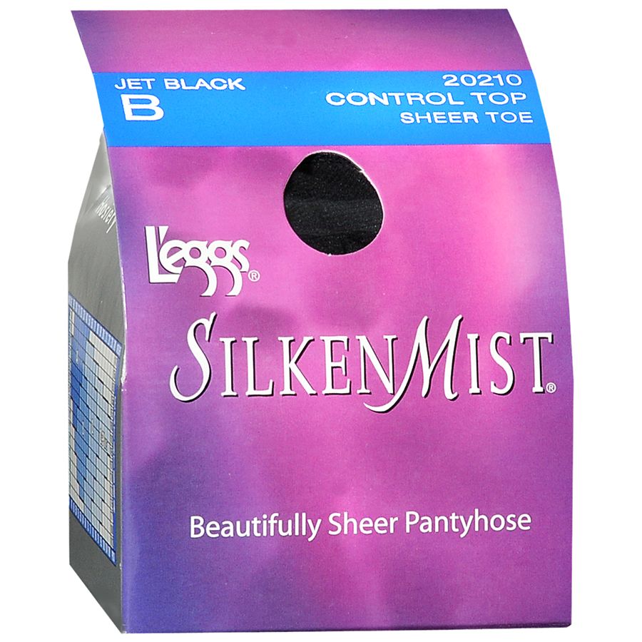 L'eggs Silken Mist Control Top Silky Sheer Leg Hosiery B Jet Black