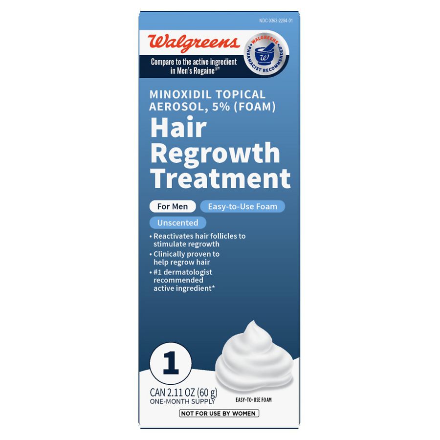 Walgreens Minoxidil Topical Aerosol 5% (Foam), Hair Regrowth Treatment for Men