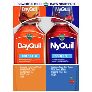 Vicks Combo Packs DayQuil NyQuil Cold & Flu Multi-Symptom & Nighttime Relief Combo Pack Cherry
