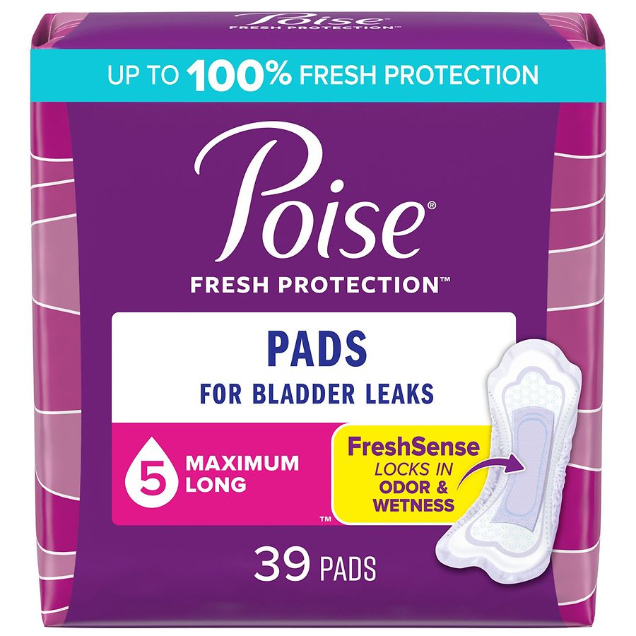 Poise Incontinence Pads, Maximum Absorbency Long Length