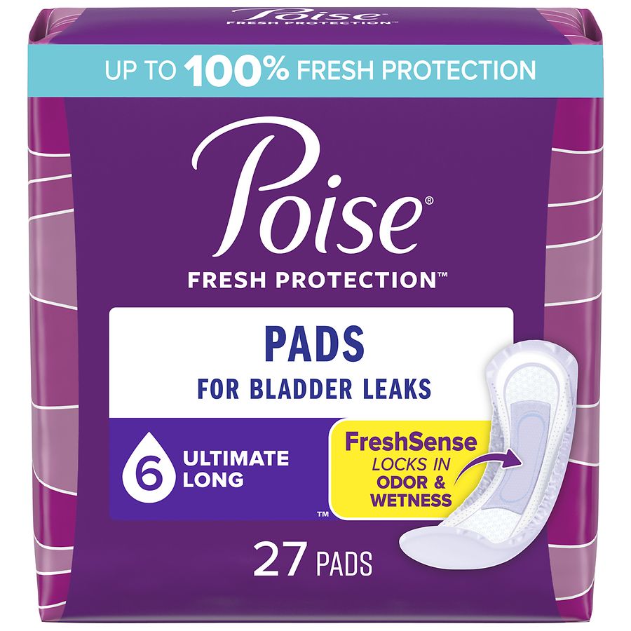 Poise Postpartum Incontinence Pads, Ultimate Absorbency, Long, Original Design Long Length