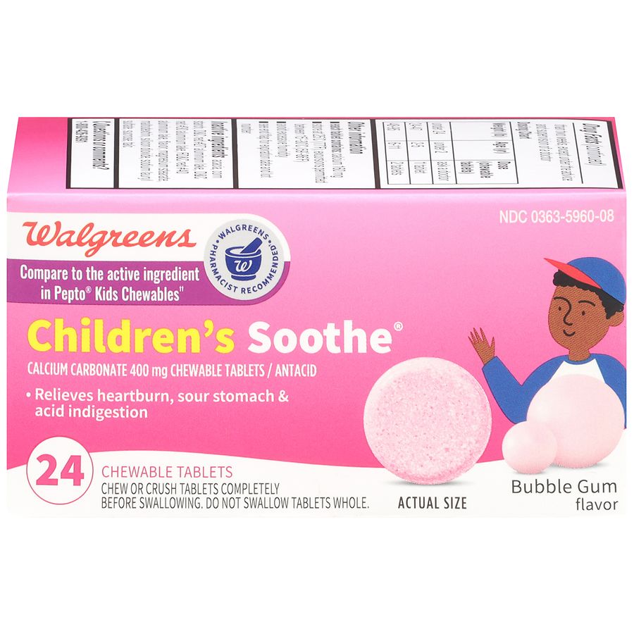 Walgreens Soothe Antacid Children S Chewable Tablets Bubble Gum Walgreens