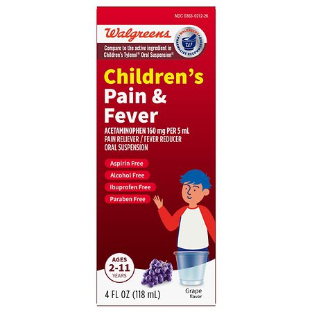 Walgreens Children's Pain Reliever Suspension Liquid Grape - 4.0 fl oz