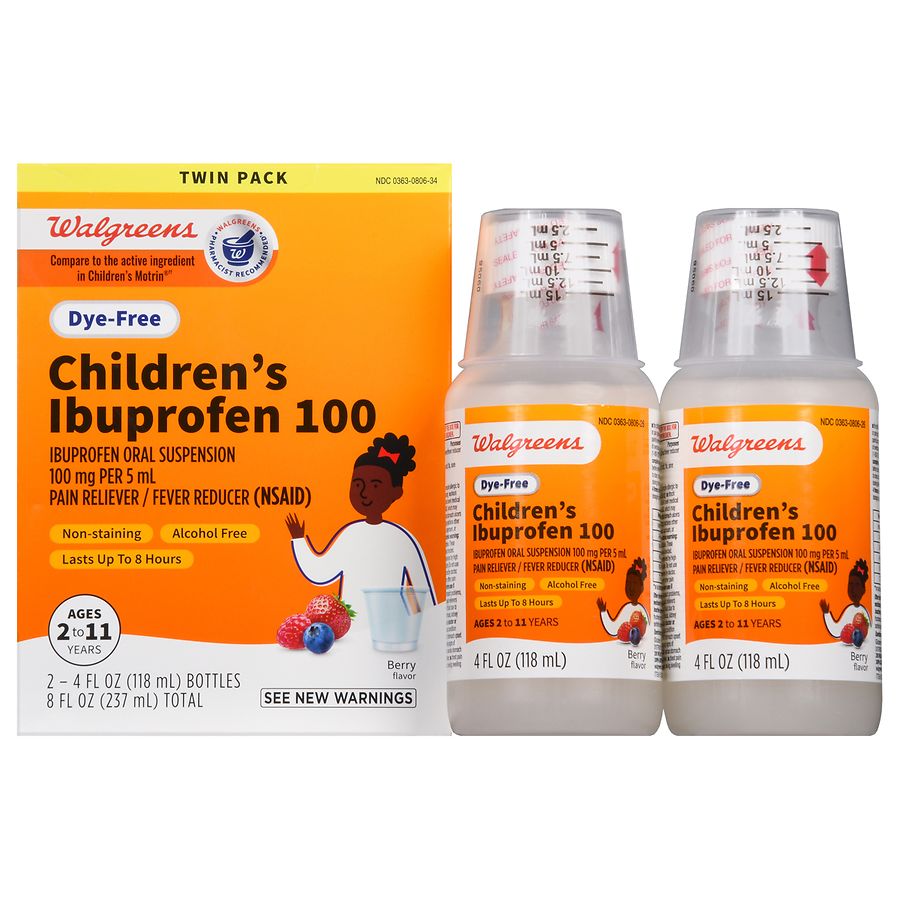 Walgreens Childrens Ibuprofen 100 Oral Suspension Dye Free Berry