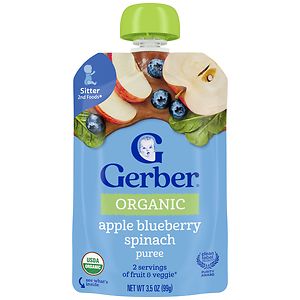 Gerber 2nd Foods Organic Baby Food Pouch Apples Blueberries & Spinach