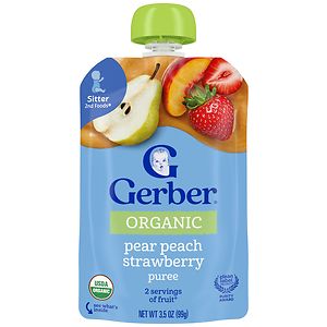 Gerber 2nd Foods Organic Baby Food Pouch Pears, Peaches & Strawberries