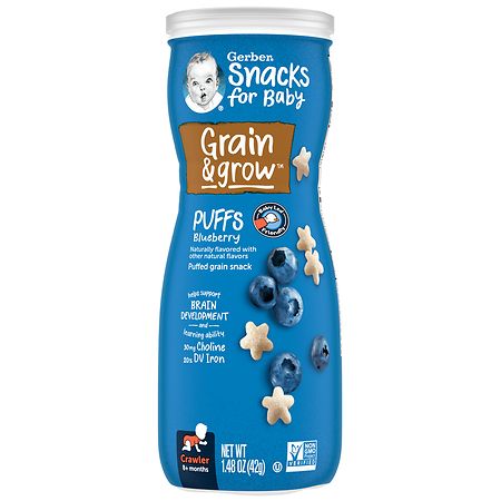 Gerber Puffs Blueberry Cereal Snacks, 1.48 Oz Canister