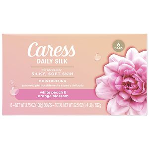 Caress Daily Silk Silkening Beauty Bars 6 Pack White Peach & Silky Orange Blossom,4 oz
