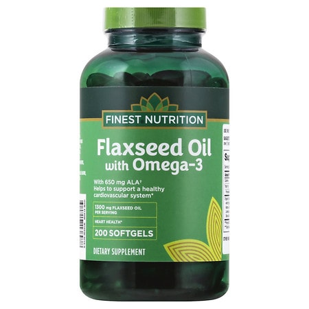 Finest Nutrition Flaxseed Oil 1300 mg Dietary Supplement Softgels ...