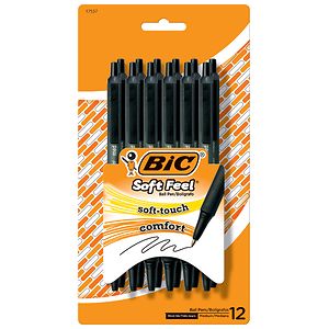 BiC Soft Feel Retractable Ball Point Pens Black