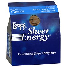 L'eggs Sheer Energy Control Top Sheer Toe Hosiery Q Plus Tan
