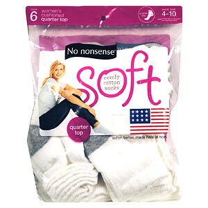 No Nonsense Everyday Comfort Women's Quarter Top Cushioned Socks Shoe Sizes 4-10 White