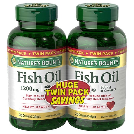 Nature's Bounty Fish Oil 1200 mg Dietary Supplement Softgels Twinpack