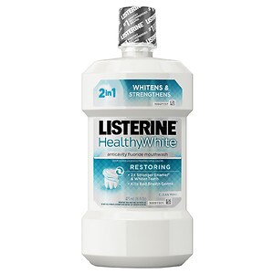 LISTERINE Whitening Plus Restoring Post-Brush Fluoride Rinse Clean Mint